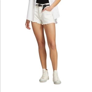 Agolde Parker 3” white button fly denim shorts